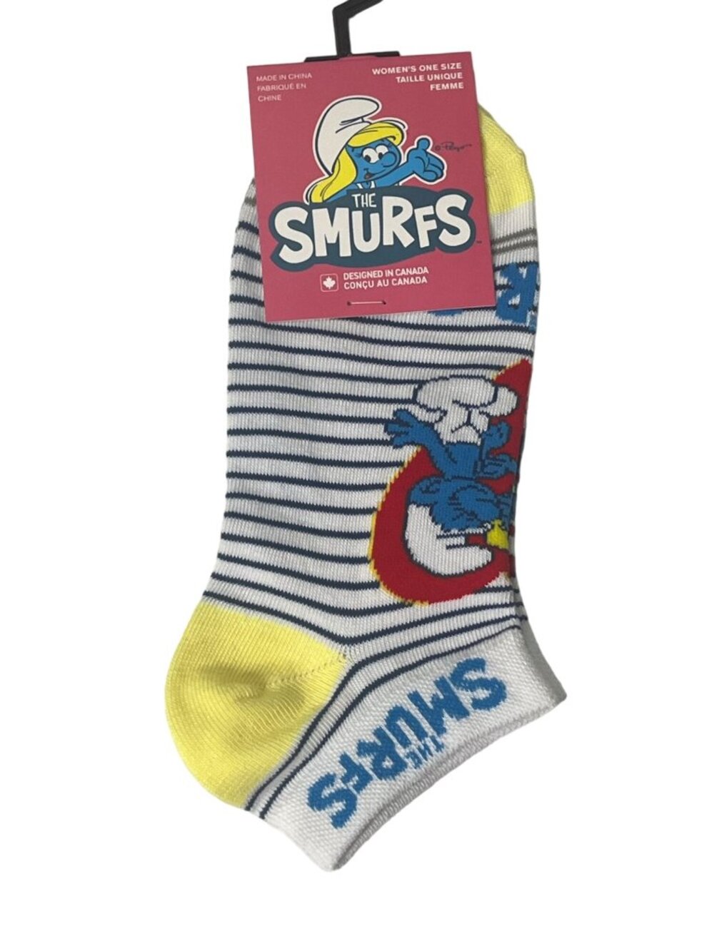 Smurfs Women’s Ankle Socks Striped Cartoon Graphic Fun Novelty